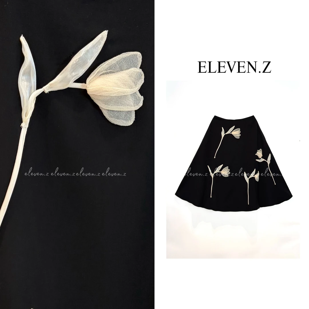 ELEVEN.Z立体花朵刺绣半裙