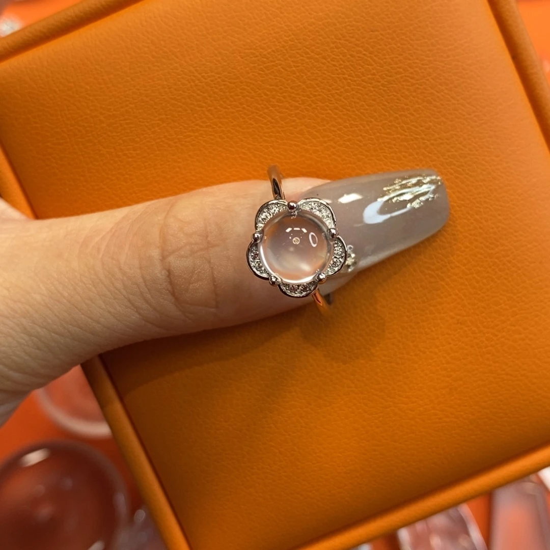 石英质玉蛋面银S925镶嵌