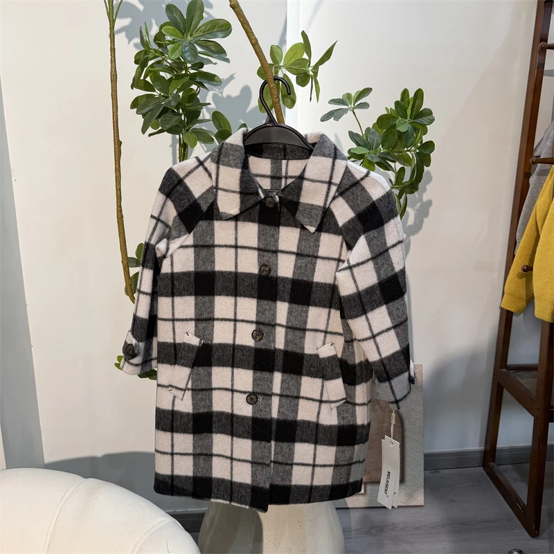 1208【兰】儿童时尚休闲格子羊毛大衣-23001