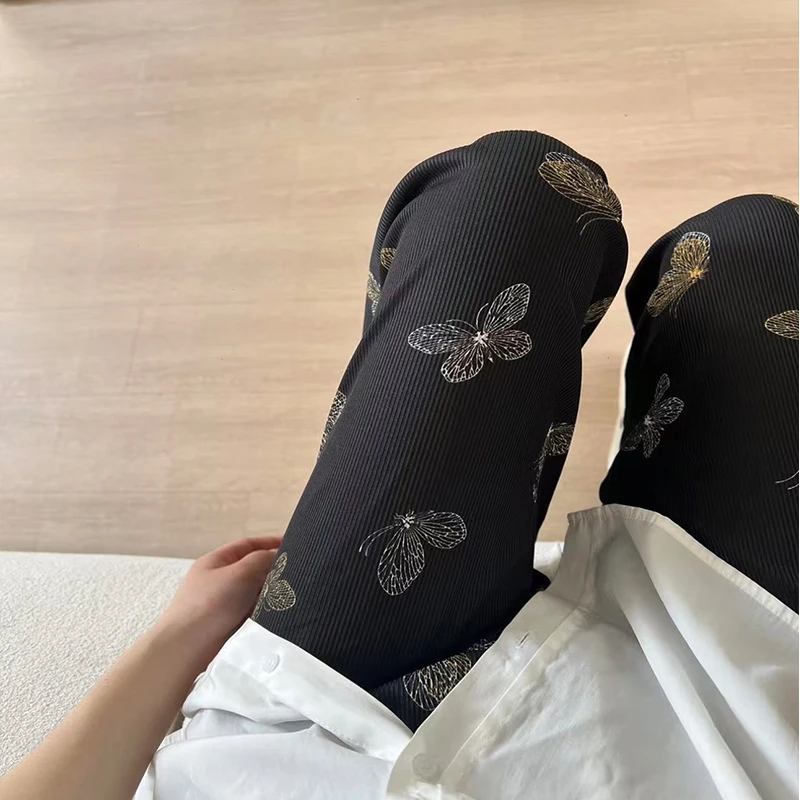 夏季新款薄款宽松黑色阔腿裤溜达子女高腰显瘦休闲直筒遛弯裤子