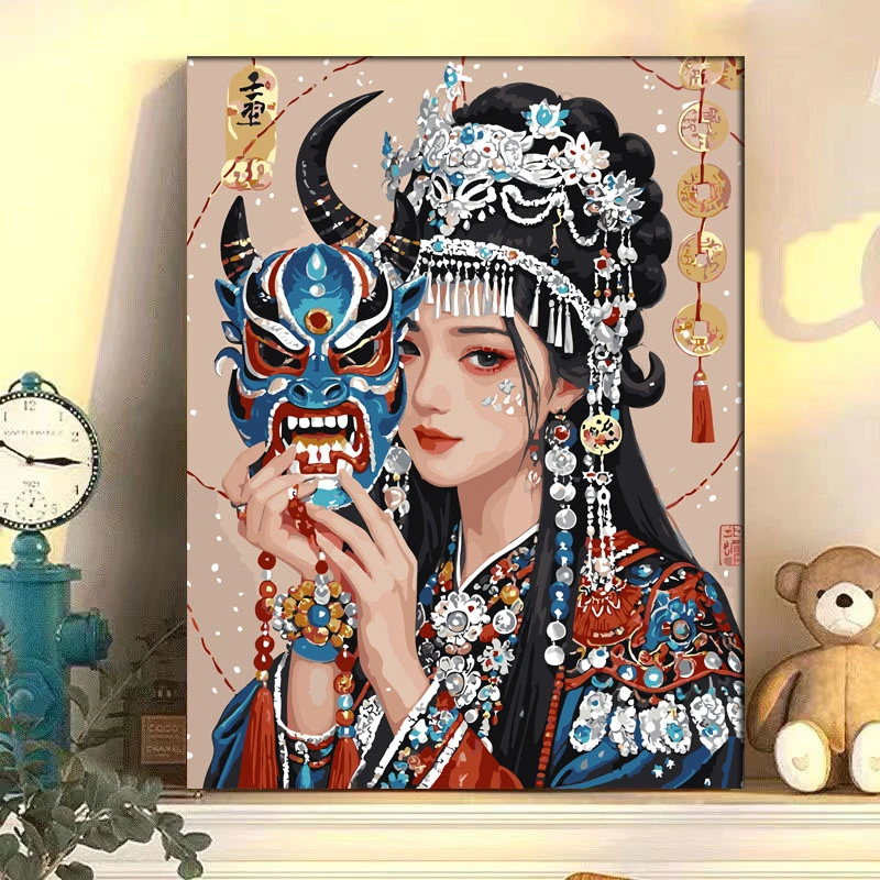 扎基拉姆diy数字油画招财填色解压装饰画挂画超大幅有难度背景画