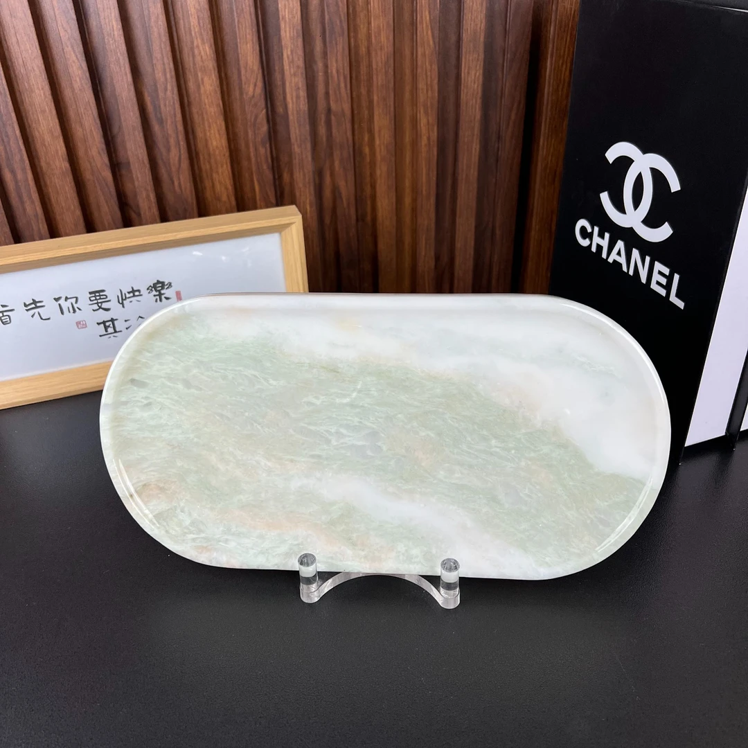 天然大理石奢石彩玉赛道盘---长30cm宽15cm厚度1.6cm