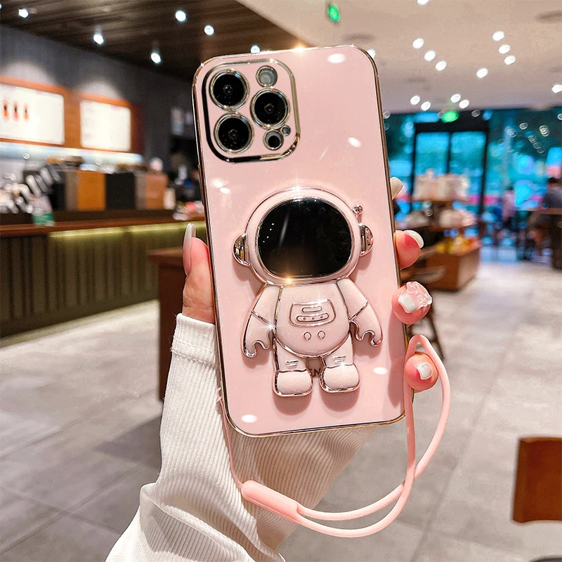 宇航员支架电镀软胶适用苹果/华为/vivo/oppo/小米手机壳全包防摔