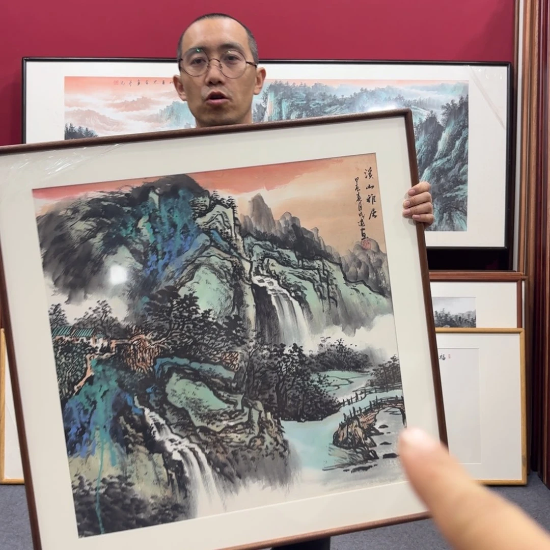 国画手绘作品带框