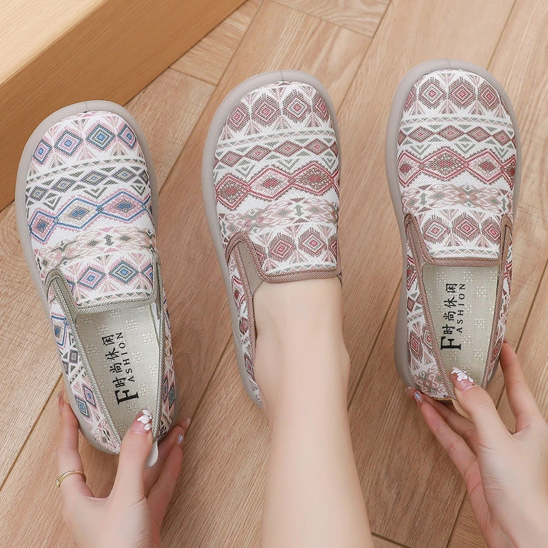 网鞋渔夫鞋一脚蹬2025妈妈鞋布鞋女式懒人夏季透气网纱网布鞋休闲