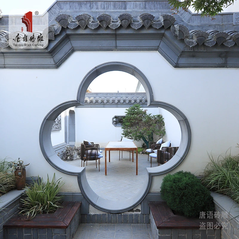 古建青砖砖细 月洞门 海棠门 苏式庭院装饰窗套线 门套线 垭口线