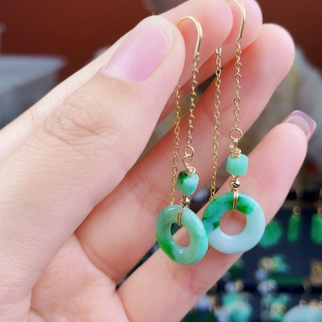 翡翠银S925镶嵌耳饰饰品