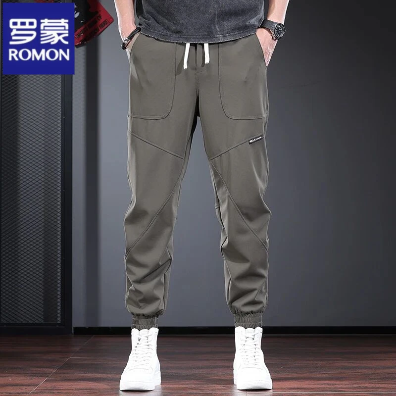 罗蒙高端冰丝休闲裤男夏季薄款柔软丝滑抗皱易宽松速干运动束脚裤