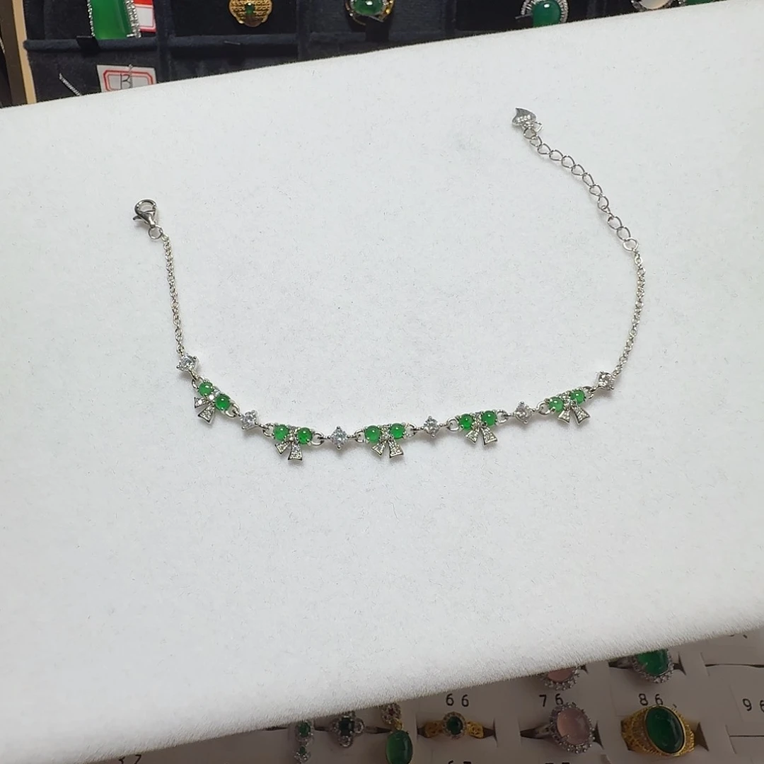 翡翠手链银S925镶嵌111111111111
