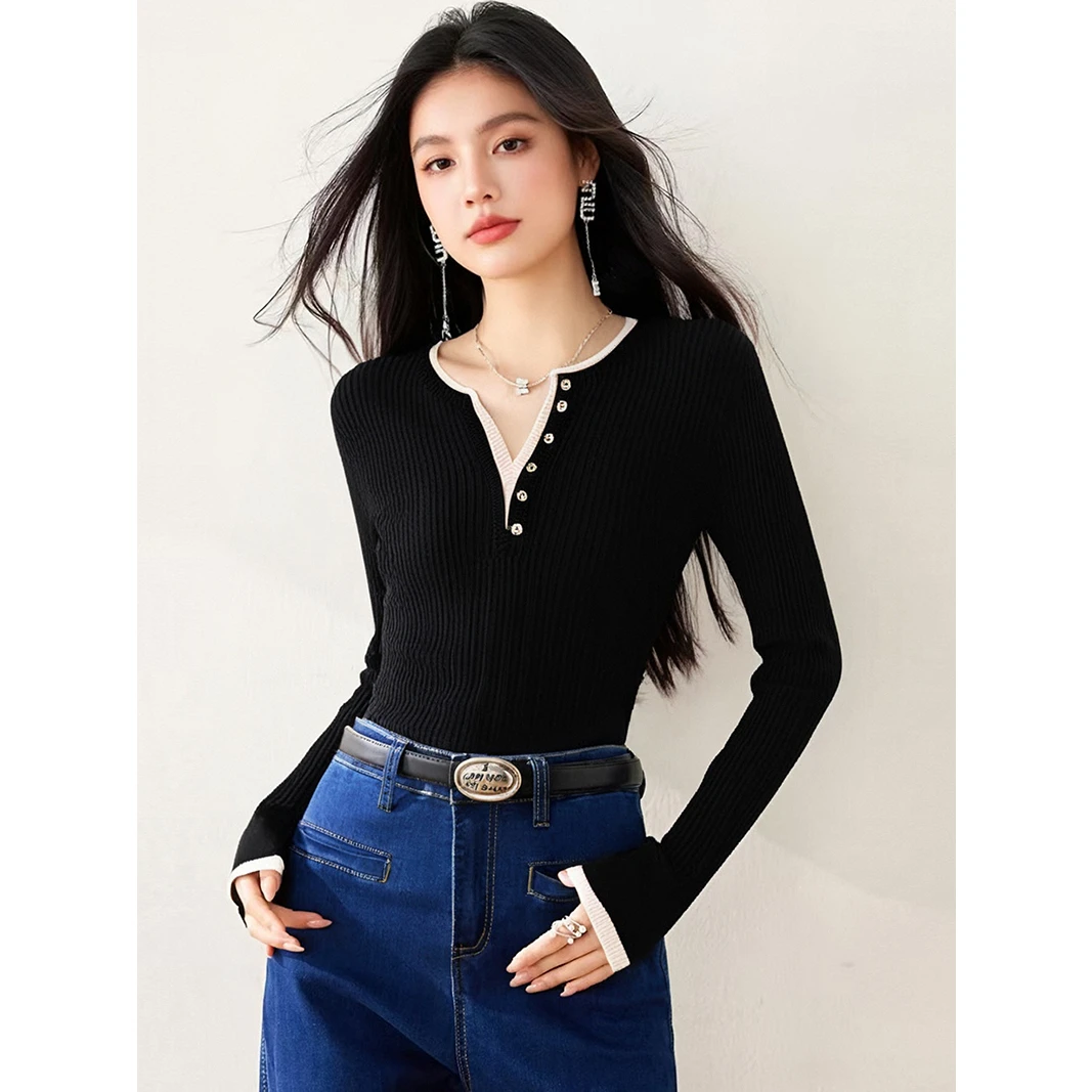 实拍有2025秋款颜色黑色 灰色 黄棕色毛针织衫