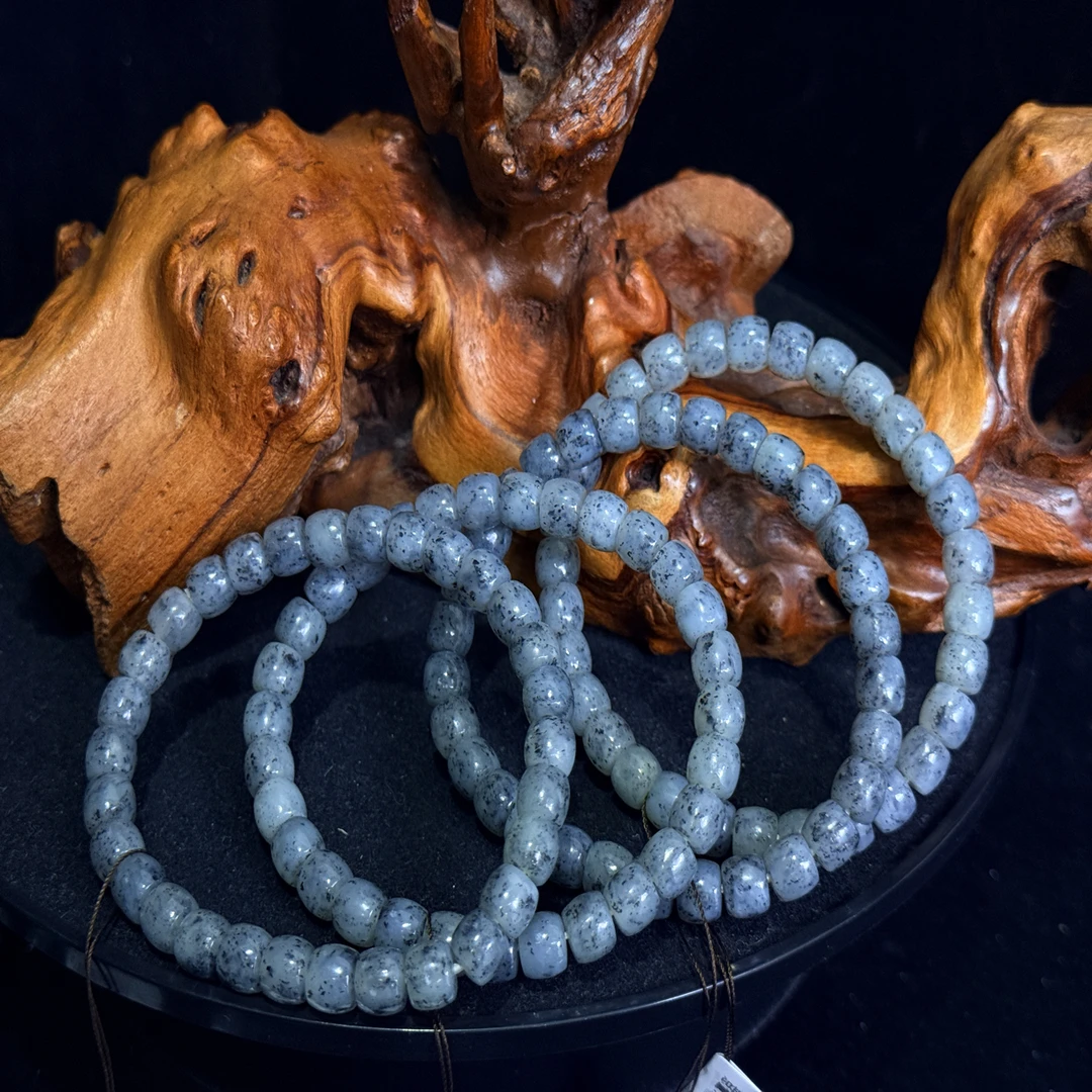 天然玉石和田玉新疆料青花直切手串7-8MM（多样性发货一件）