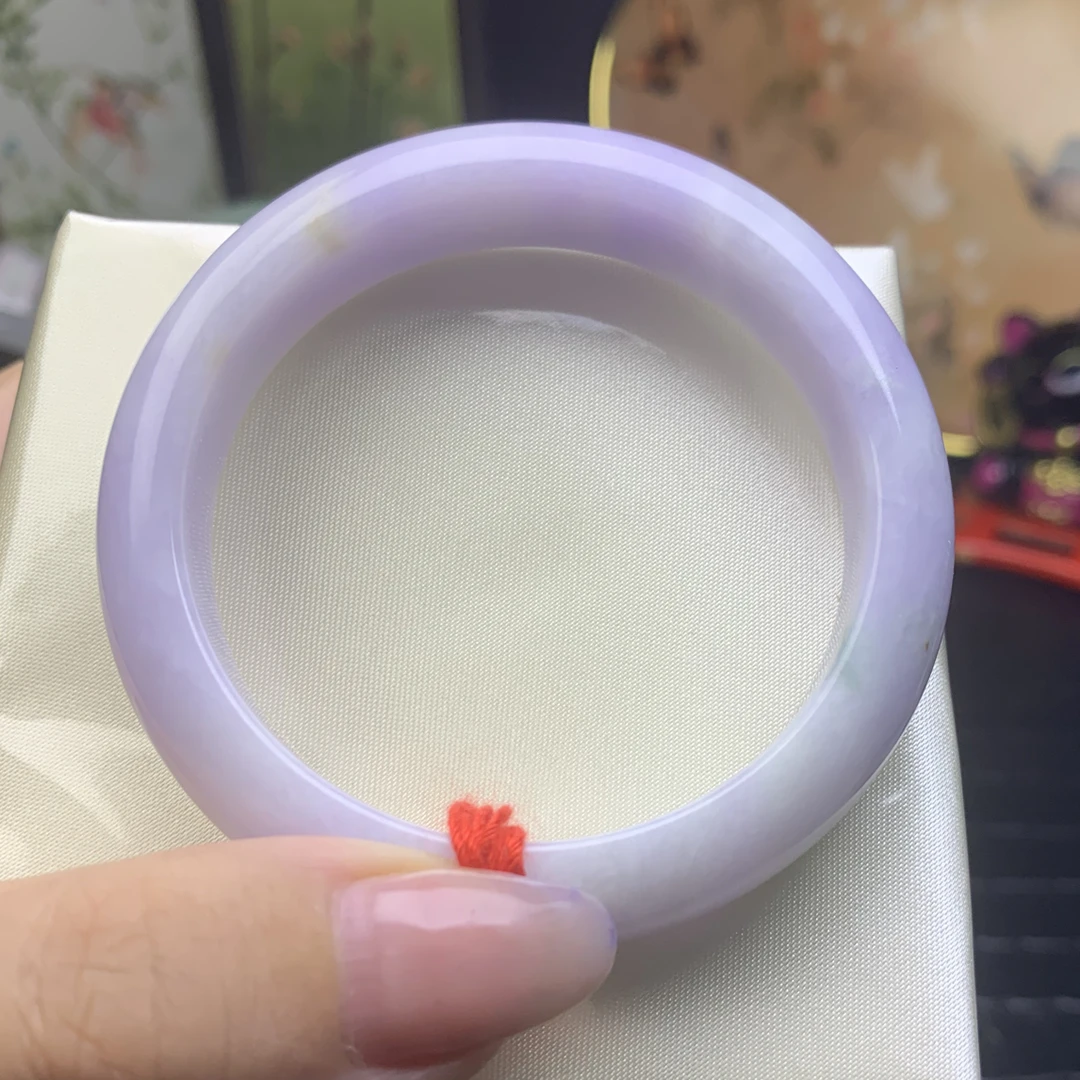满圈紫罗兰翡翠手镯 红春紫仙女手镯53-54圈