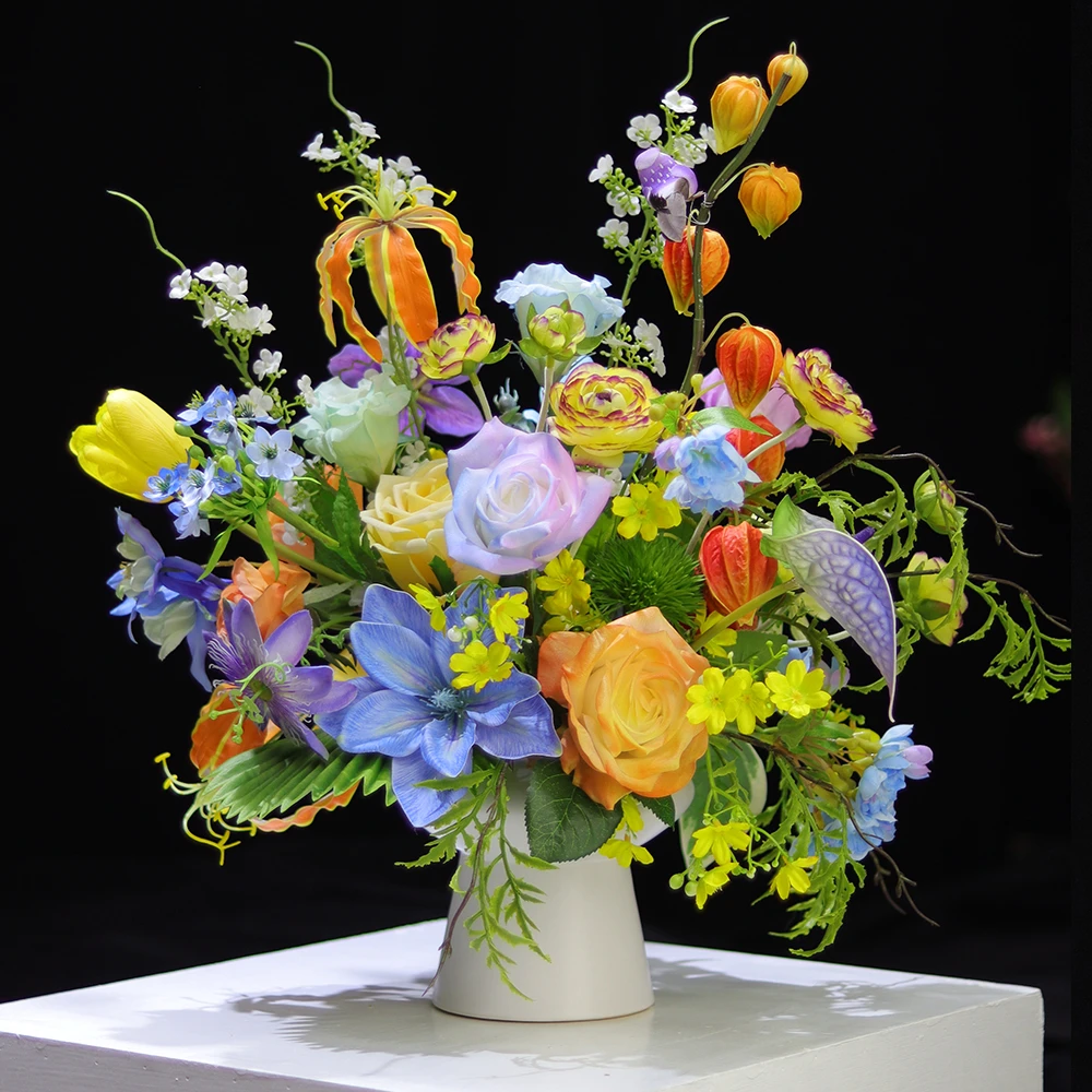 高仿真花艺作品原创成品插花莫奈花园色系生活美学家居软装装饰