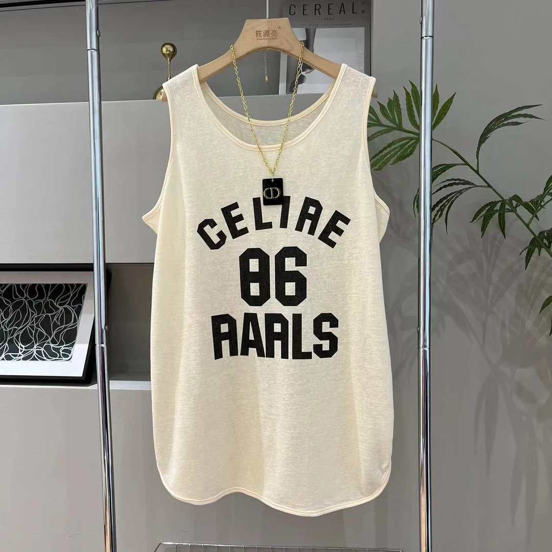 新款字母背心时尚百搭宽松无袖背心24689