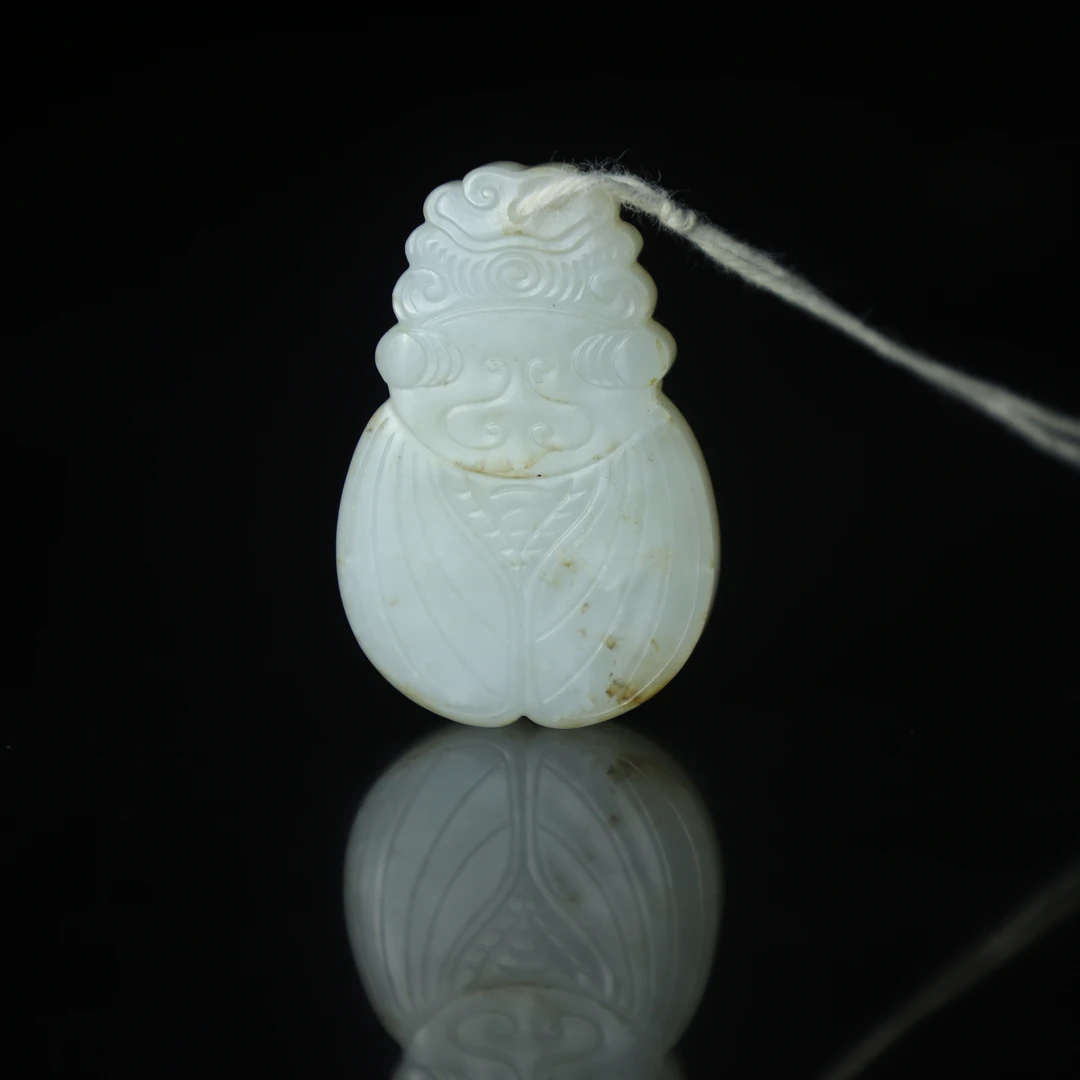 TCWWA06329清晚和田白玉玉蝉