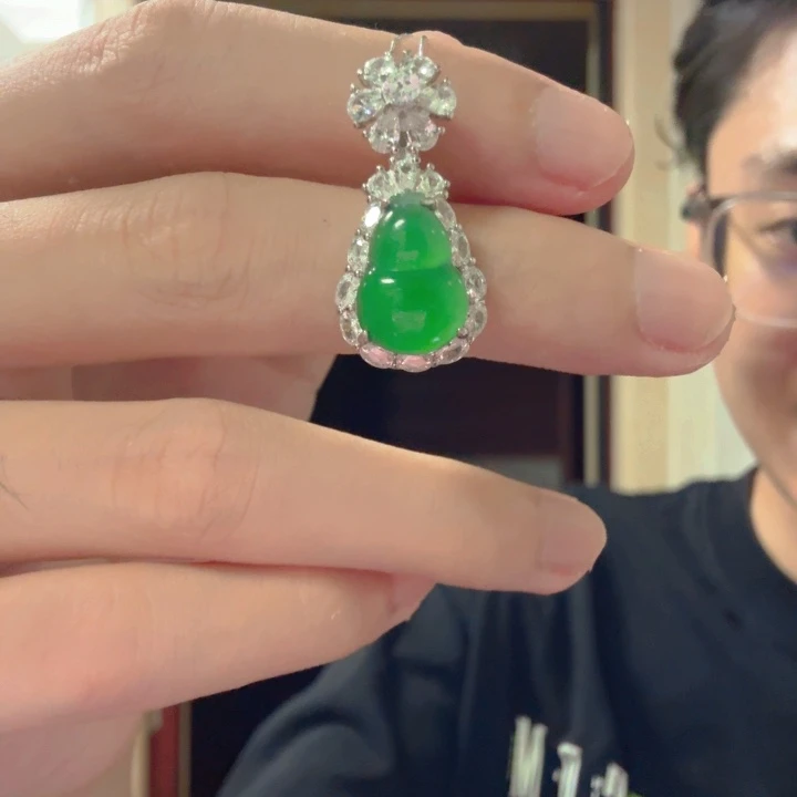 翡翠银S925镶嵌颈饰吊坠