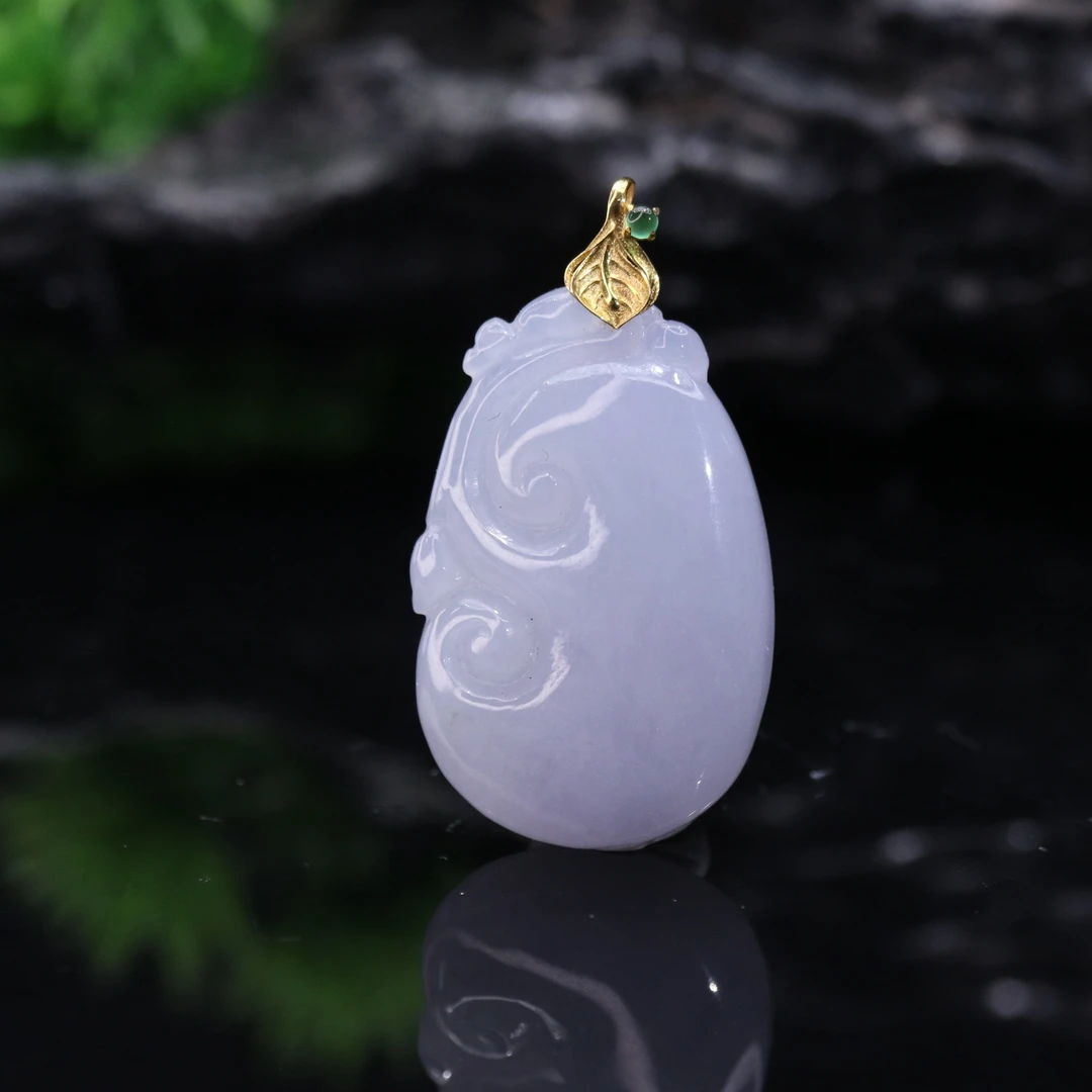 40天然缅甸翡翠A货18k如意吊坠/500692/上海嘉禾拍卖
