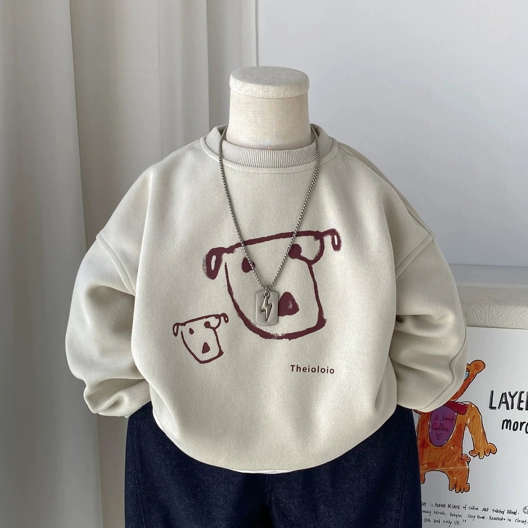 男童卫衣春秋装2025新款儿童圆领套头衫韩版时尚男孩宝宝打底上衣