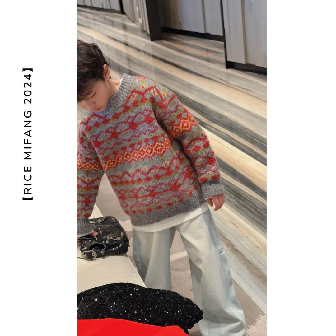 现！RICE MIFANG米饭【调色盘】新年氛围儿童冬季洋气套头毛衣