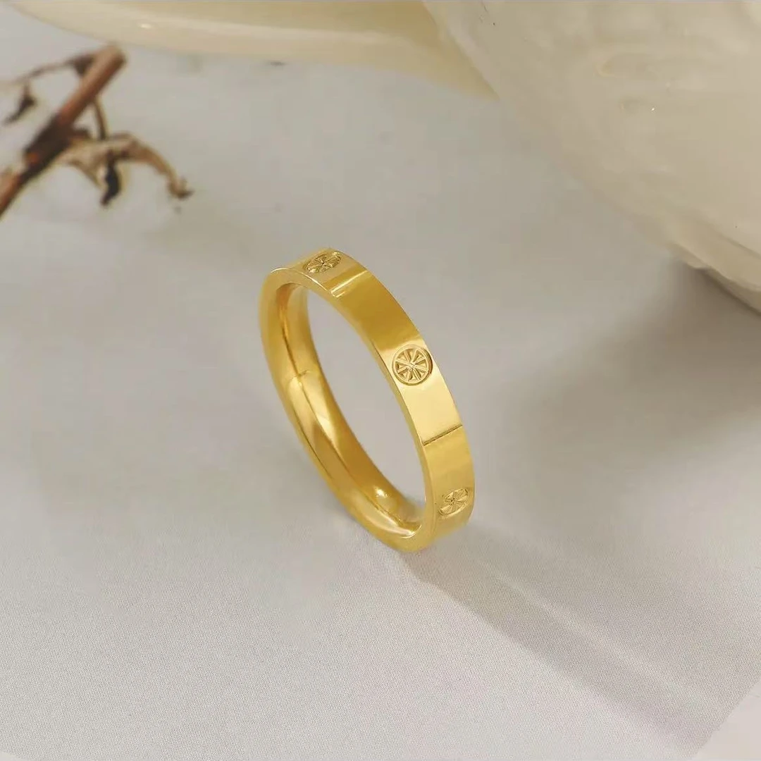 钛钢戒指 不掉色轻奢高级感米字戒指简约大气百搭素圈戒指