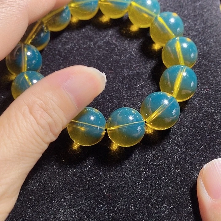 金蓝珀，卡16手串单圈