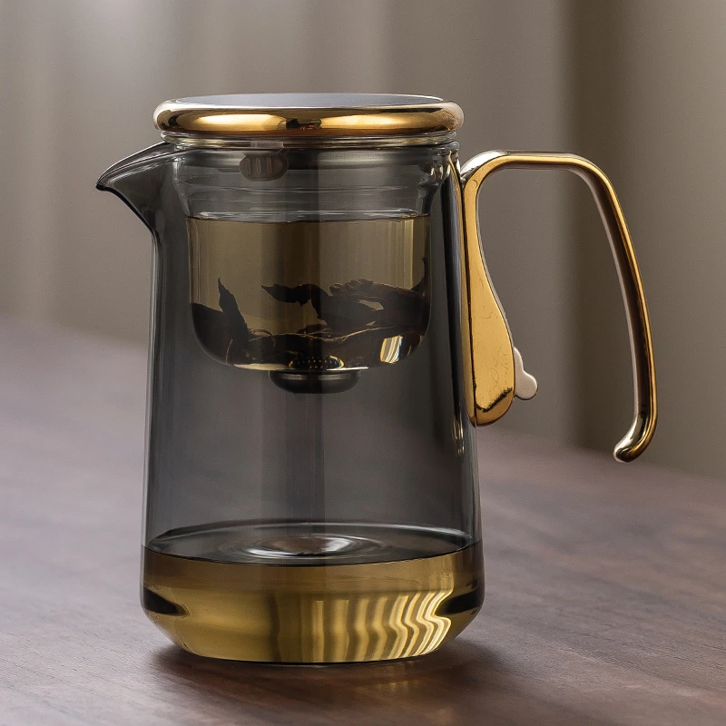 灰色新款磁吸飘逸杯办公室泡茶壶大容量茶水分离玻璃内胆陈皮绿茶