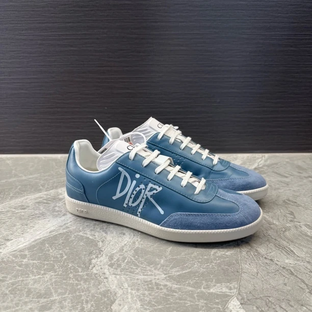 未使用 DIOR/迪奥 蓝色涂鸦logo休闲时尚百搭限定德训板鞋 39码