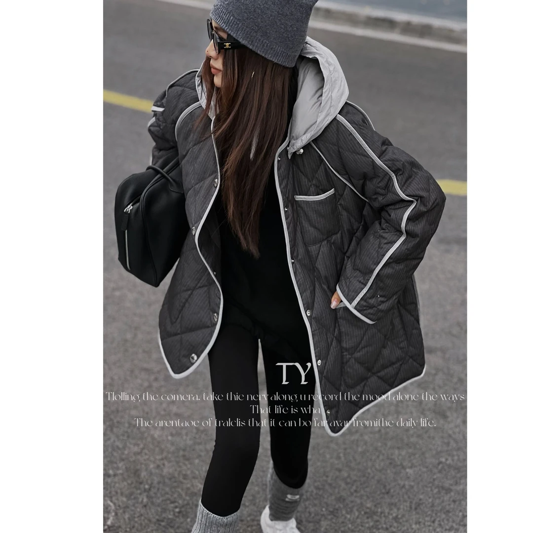 【no退no换 谨慎下单】连帽条纹夹棉外套 7590