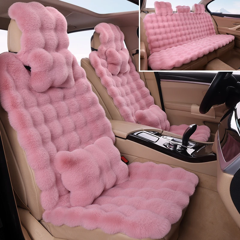 新款冬季加厚毛绒汽车坐垫保暖短毛棉垫四季通用座椅套男女士护腰