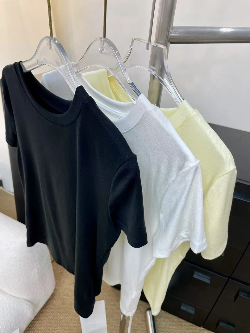 深圳南油原创2025新款黑白黄三色丝光棉短袖T恤25001814