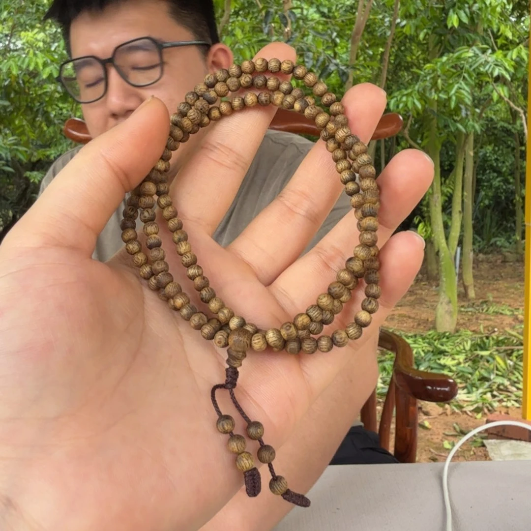 沉香碎屑沉香大***丽惠州料圆珠多圈04 多样性发一