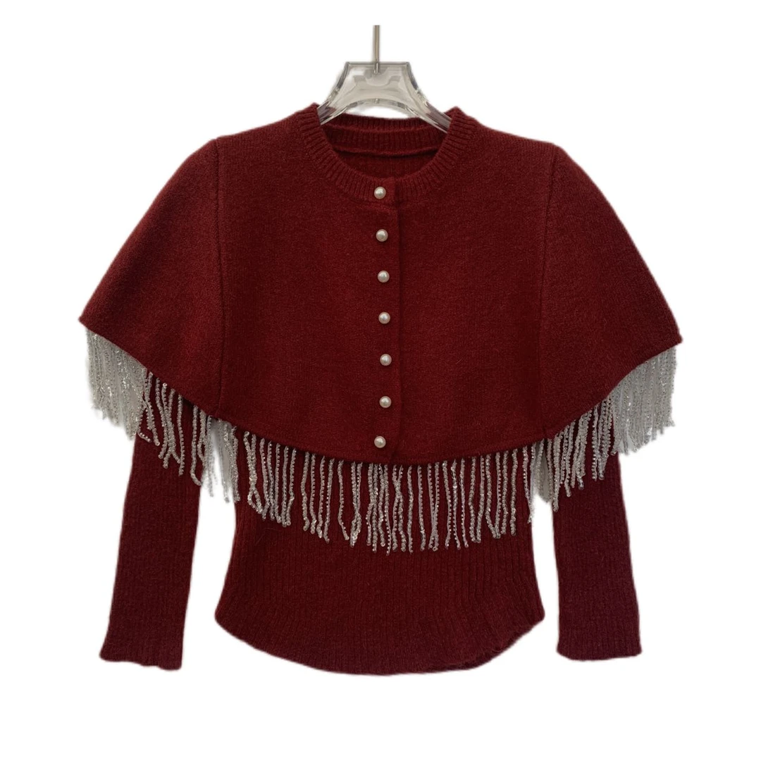 高端定制款拼接链条两件套针织