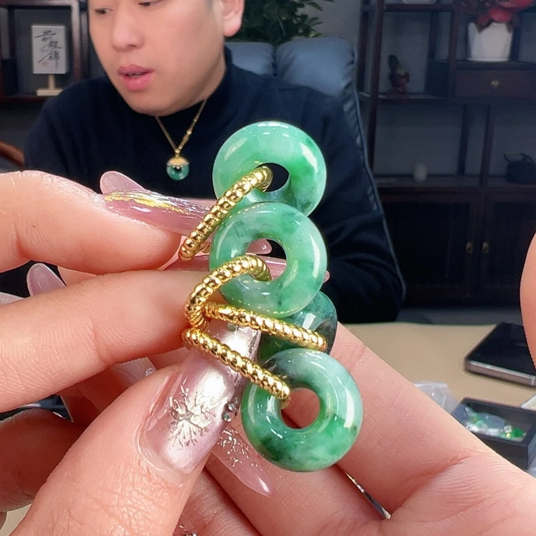 翡翠耳饰银S925镶嵌多样性发货一幅