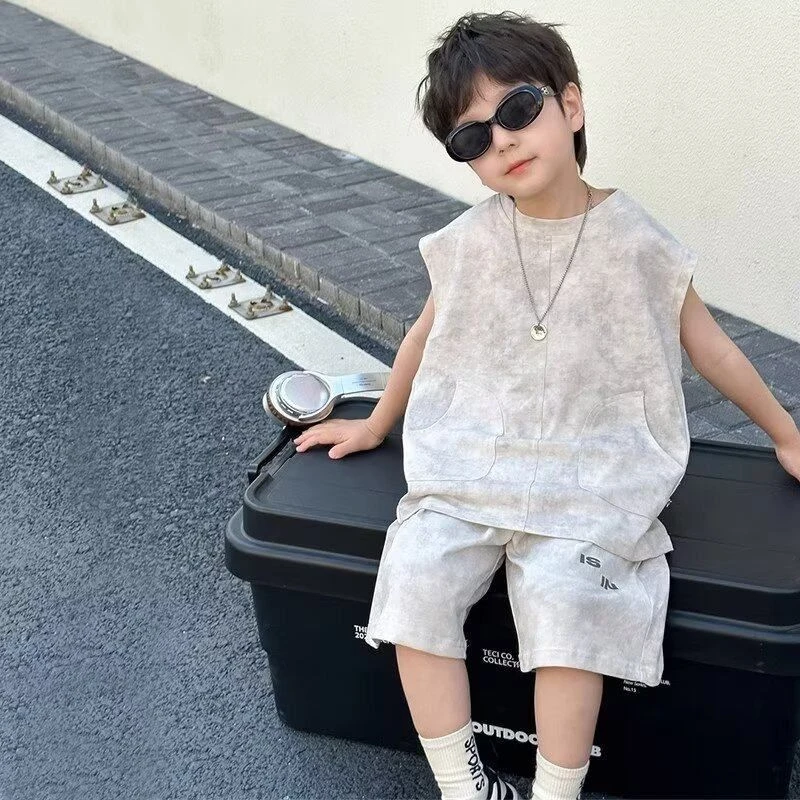 男童夏装2025新款套装韩版痞帅男小童装夏天儿童夏季休闲背心夏款