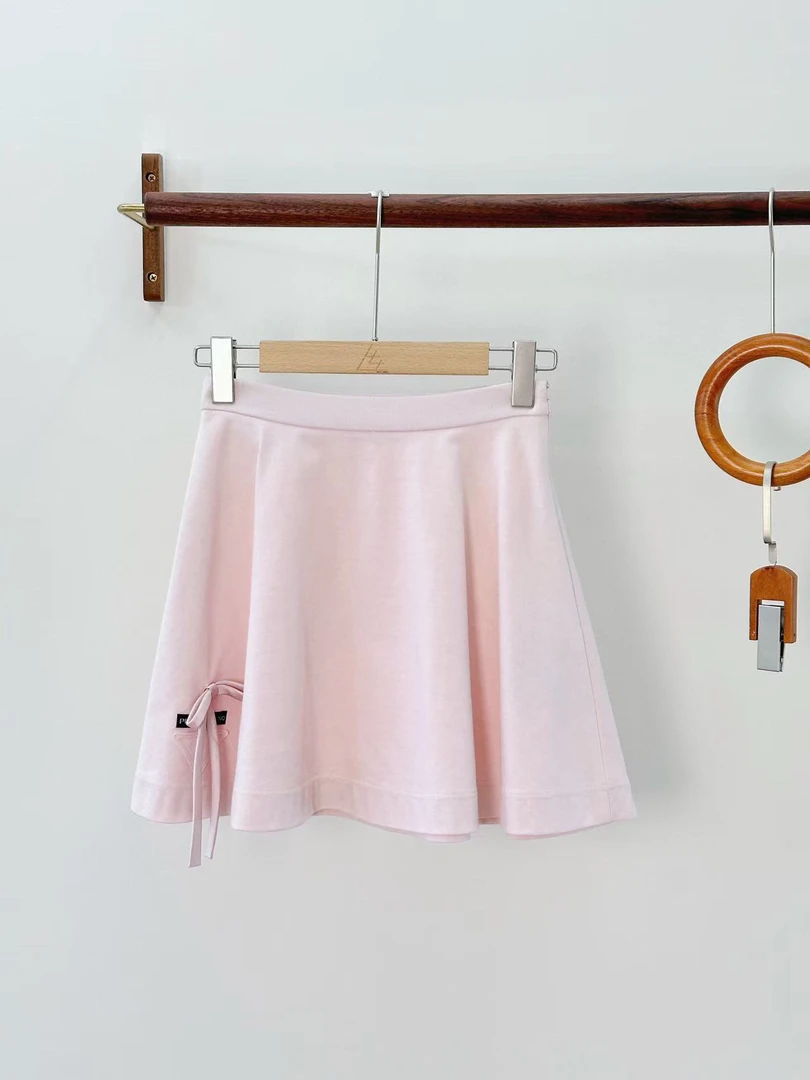 未使用 Prada/普拉达 普拉达  女士粉色三角标蝴蝶结百褶短裙