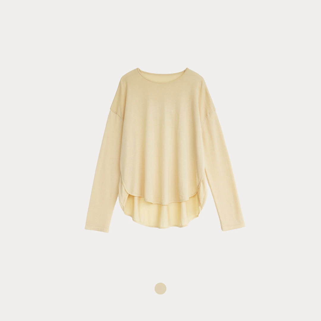 戚风黄｜三醋酸莱赛尔高支凉感夏季长袖毛织衫MZ250517