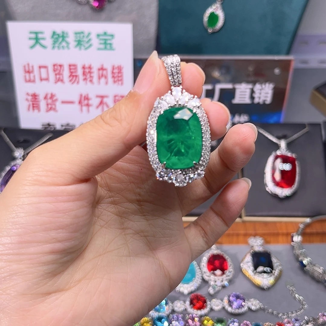 祖母绿戒指银S925镶嵌d 34