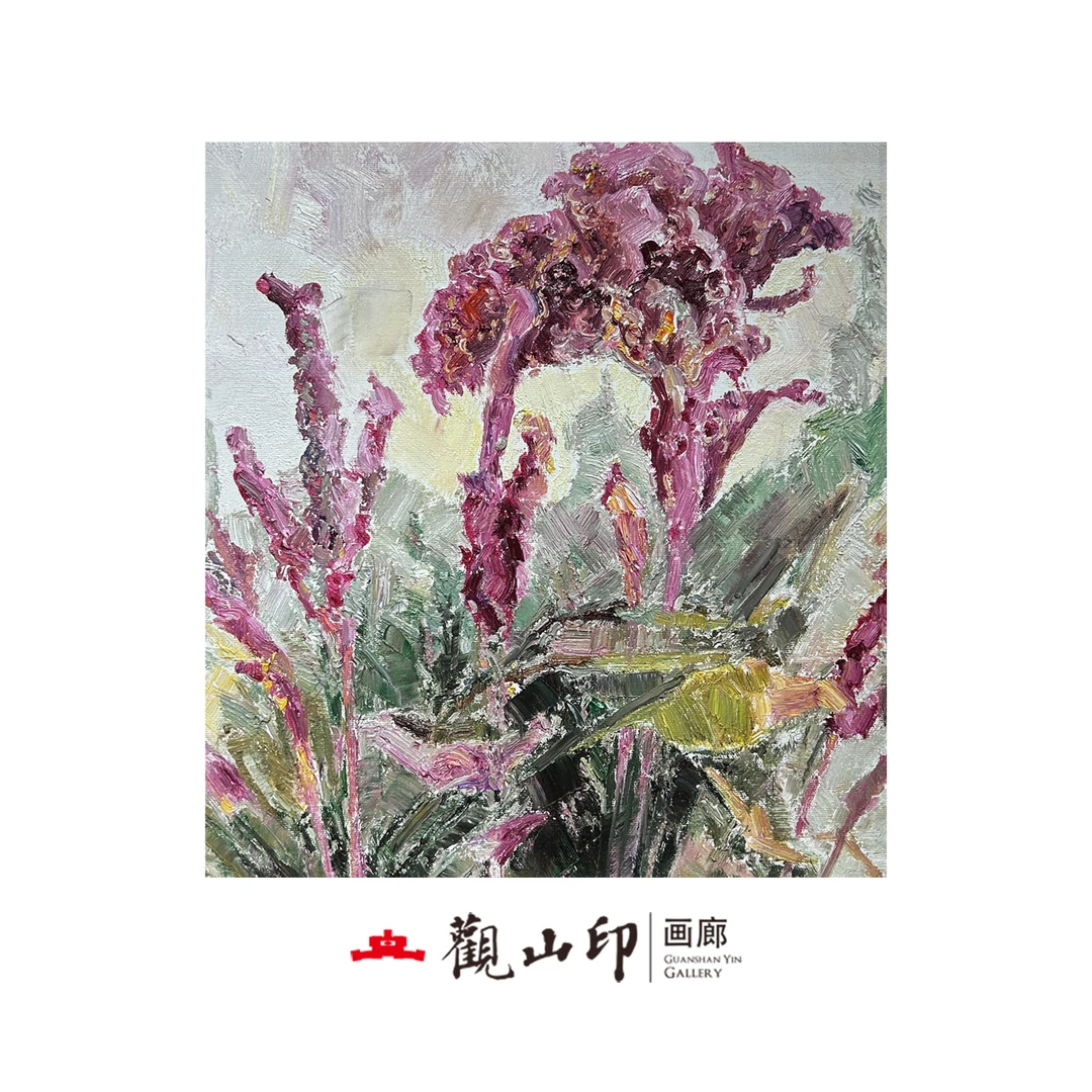 9306原创手绘风景油画45.5x49cm花卉作品五