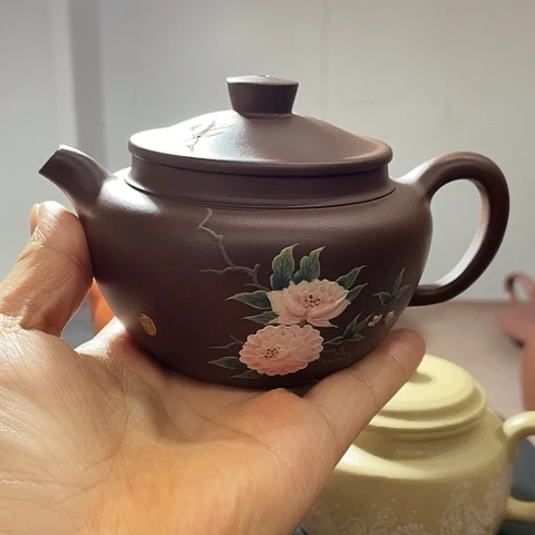 紫砂茶壶本山老紫泥，连运壶，230 c c