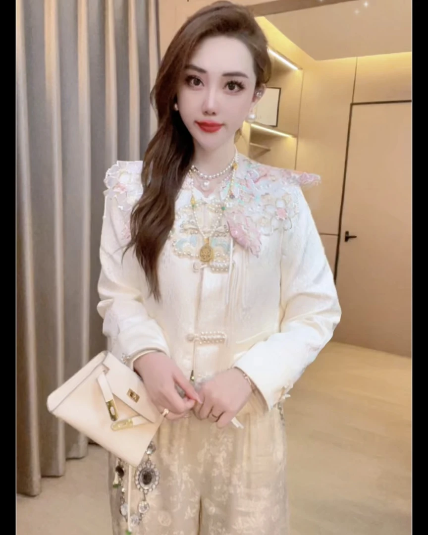 【假日椰海】重工钉珠刺绣气质时尚新中式国风外套女