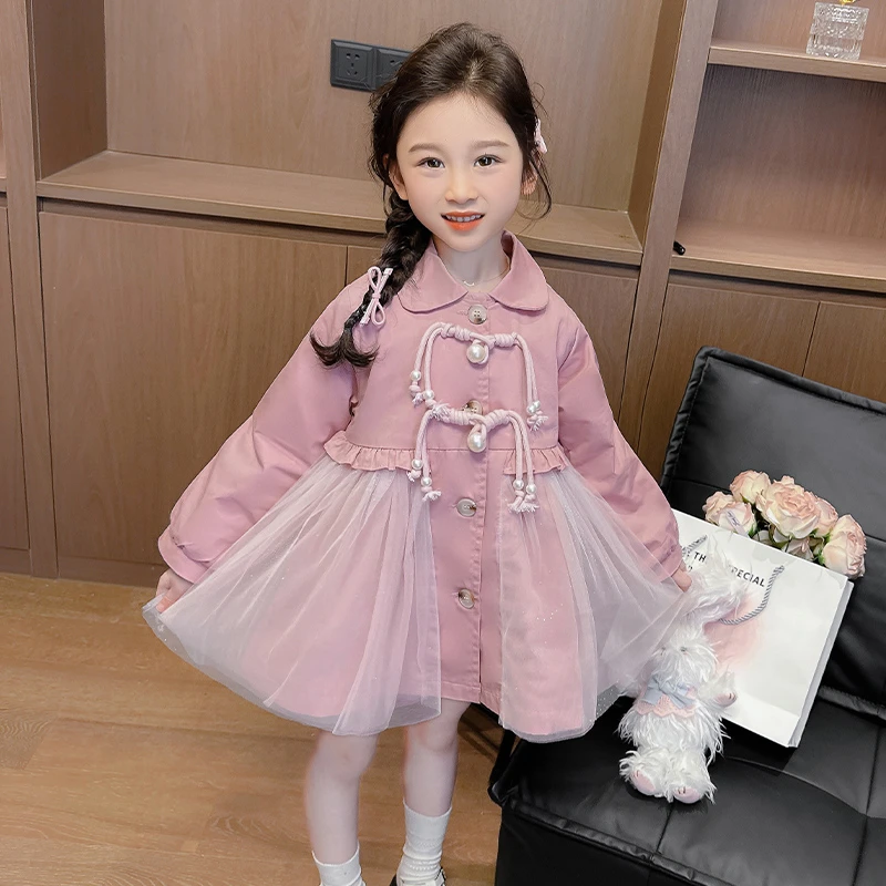 女童春装洋气风衣外套春秋款2025新款女宝宝上衣春季儿童衣服童装