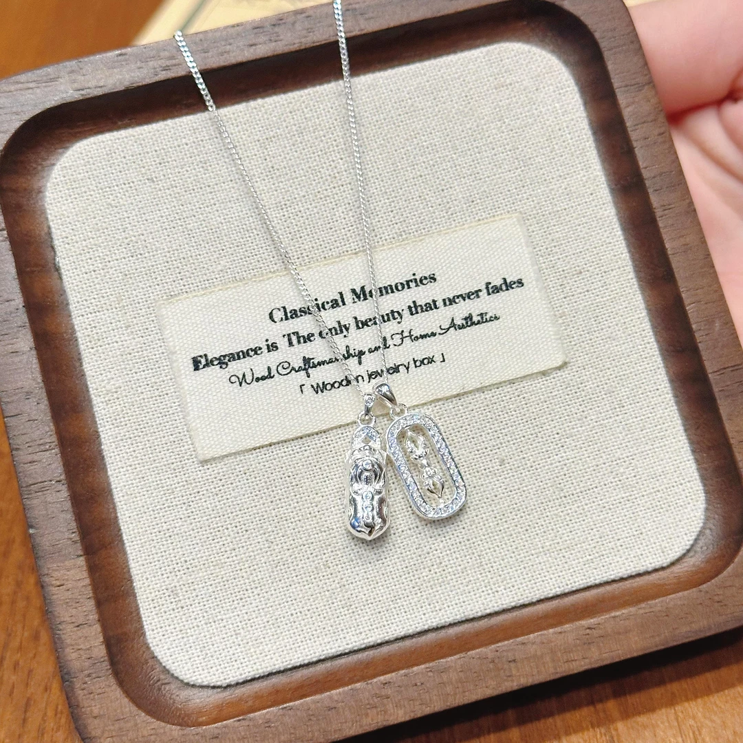 坠链均足银 足银项链 古法貔貅金刚杵锁骨链