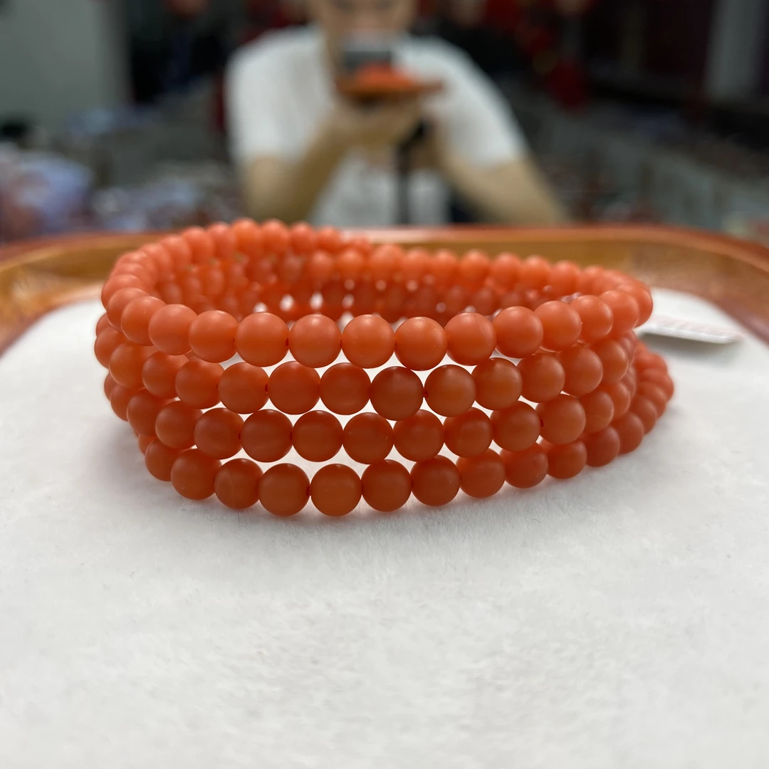 【张家】支持年退换 南红精品哑光圆珠多圈（云端） 5mm 多样性发一