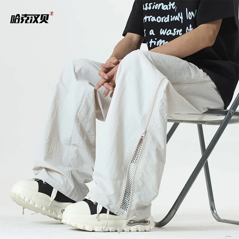 美式机能工装裤男款春夏季拉链设计感直筒裤子网眼透气宽松休闲裤