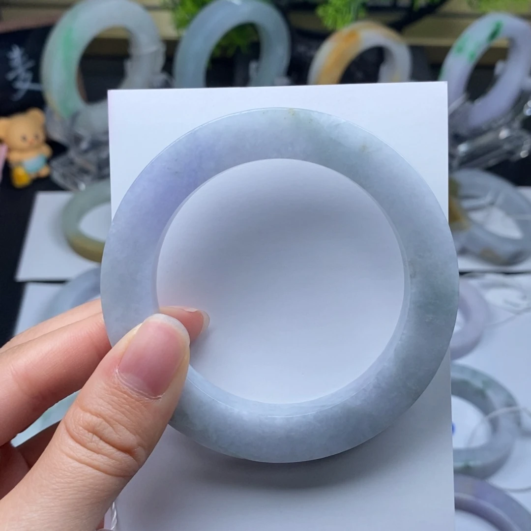 未镶嵌手镯定制翡翠种水紫花美人条