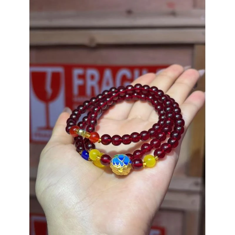 紫乌石榴石莲花祥云多圈 J0178 无礼盒