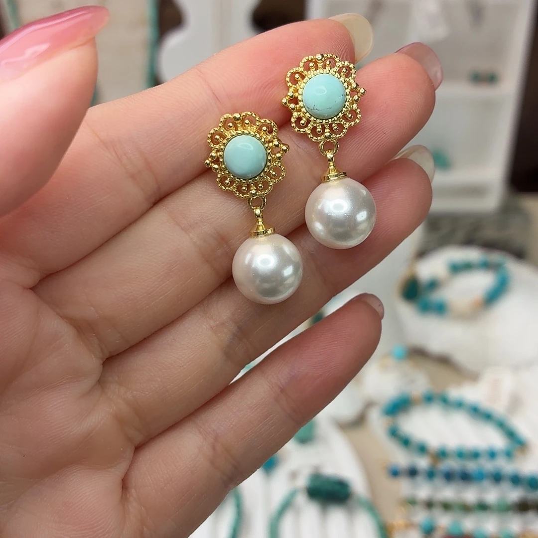 合金绿松石耳饰耳环