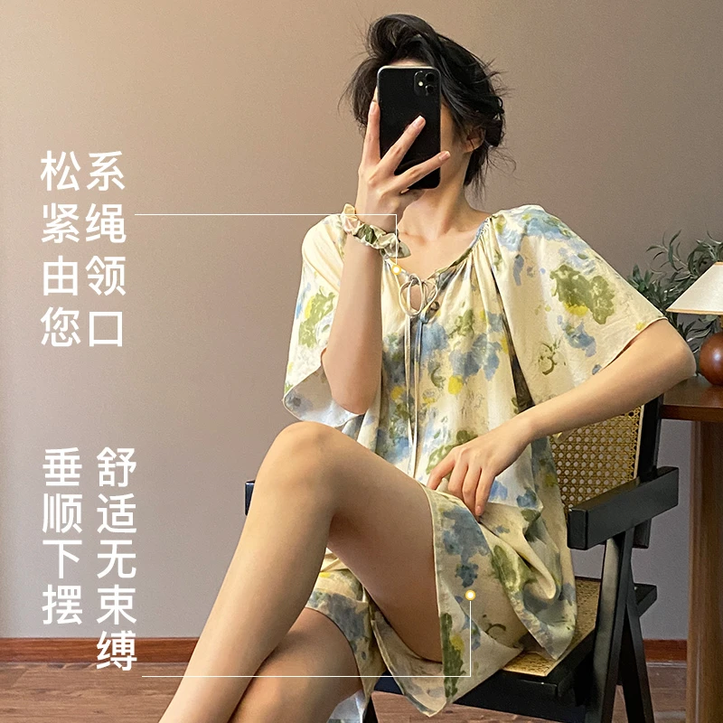 莱赛尔棉绸【带防凸内衬】短袖短裤套装女棉绸2025年新款睡衣家居服