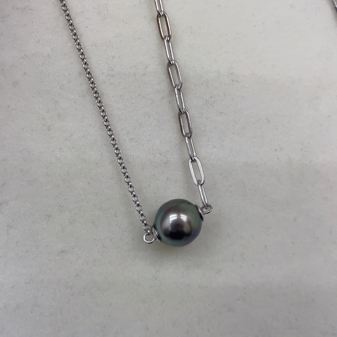 海水珍珠银S925镶嵌套链