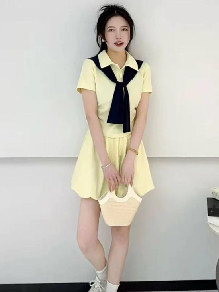 【52597】贝#短袖上衣+裤裙【套装】